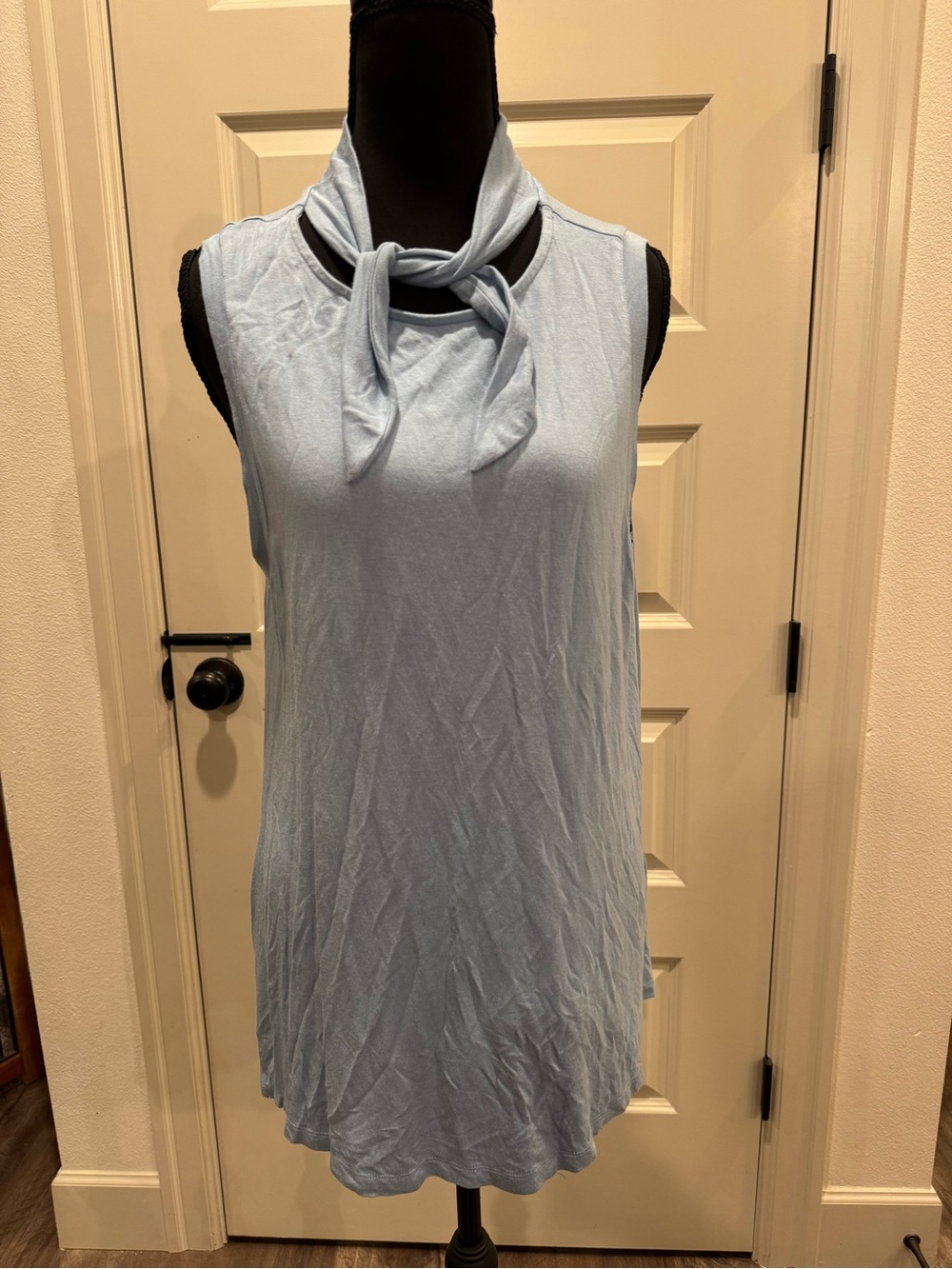 Liverpool Pale Blue Tie-Neck Sleeveless Tank
